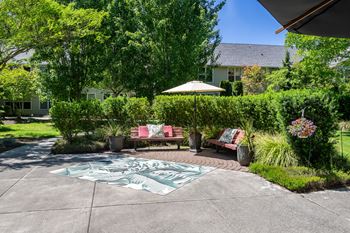 Secure courtyard with walking paths